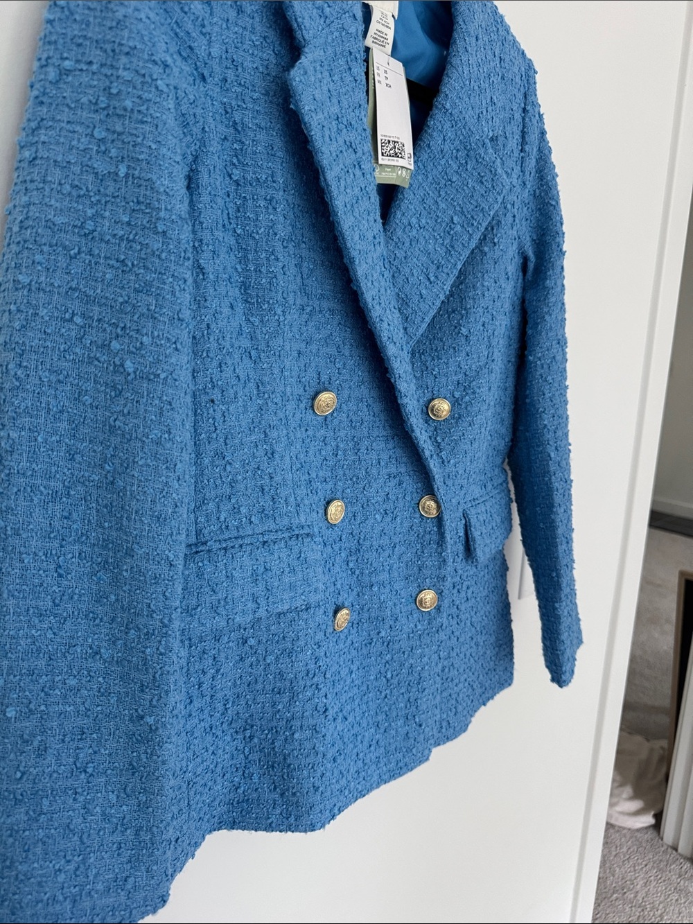 H&M NWT Matching Blazer and Skirt Set Blue Tweed - Size XS/2 - Picture 4 of 9
